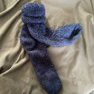 Blue fuzzy socks